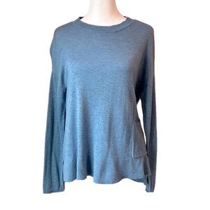 Eileen Fisher Blue Sweater Tencel Merino Wool Top Crewneck Long Sleeve XS